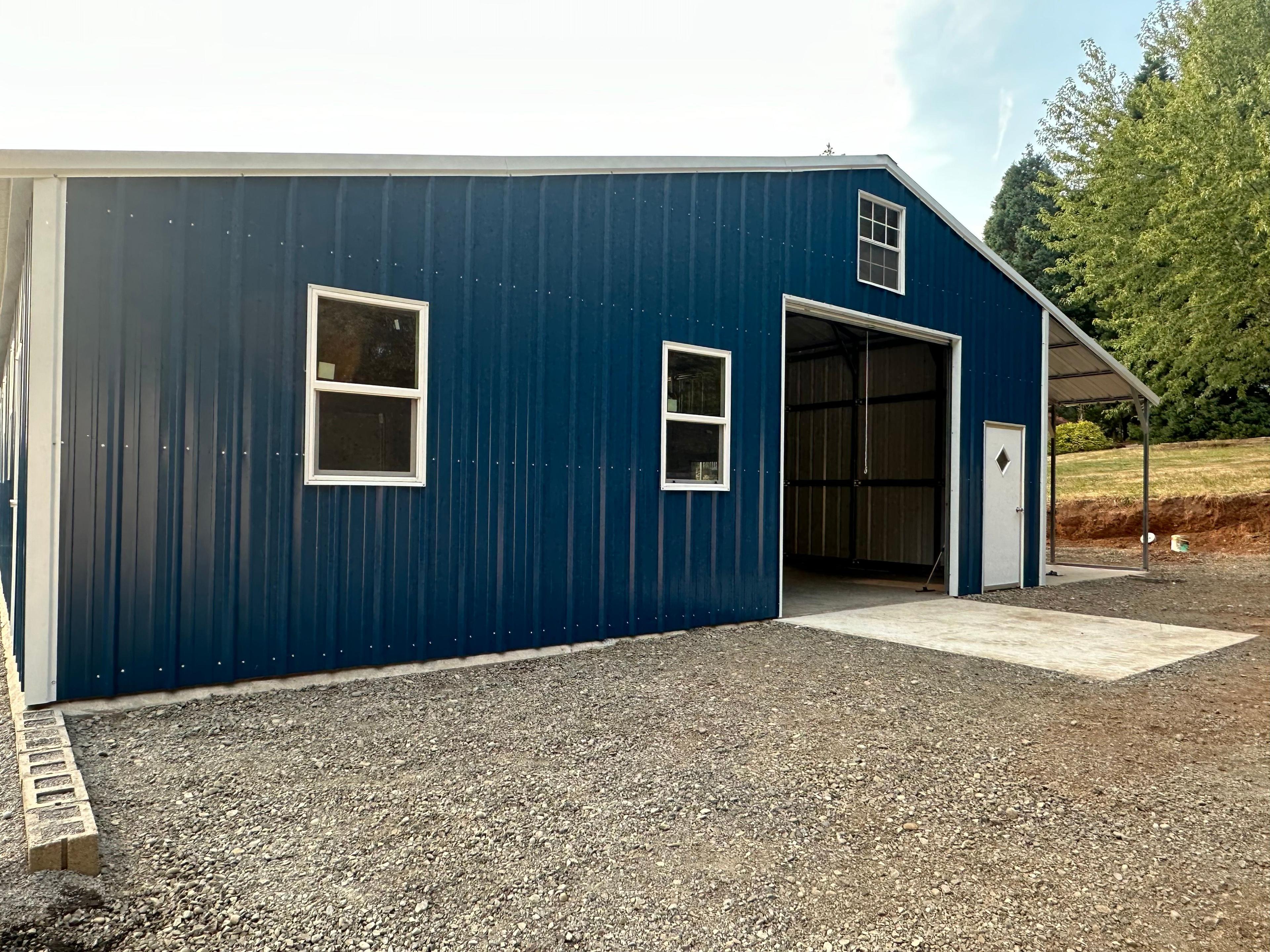 30x40 double steel garage with two roll-up doors